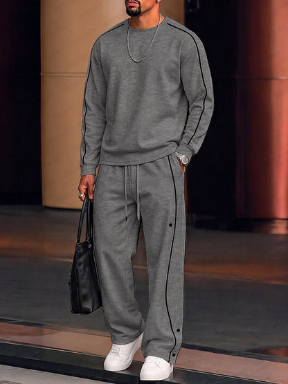 Completo Casual con Profili a Contrasto Grigio vista 2