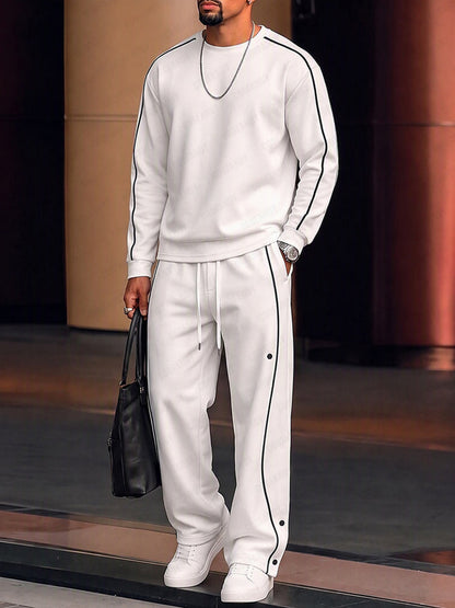 Completo Casual con Profili a Contrasto Bianco vista 3