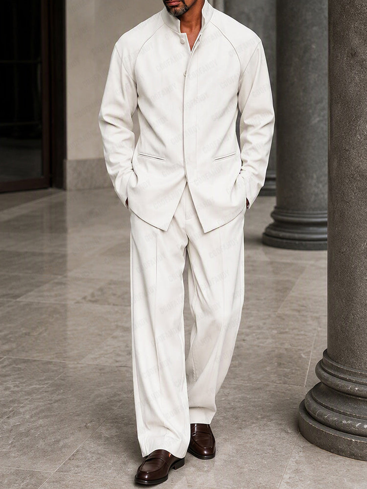 Completo Smart Casual con Chiusura Nascosta Bianco vista 1