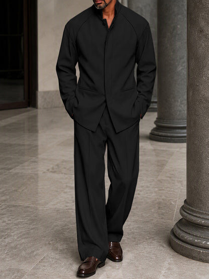 Completo Smart Casual con Chiusura Nascosta Nero vista 2