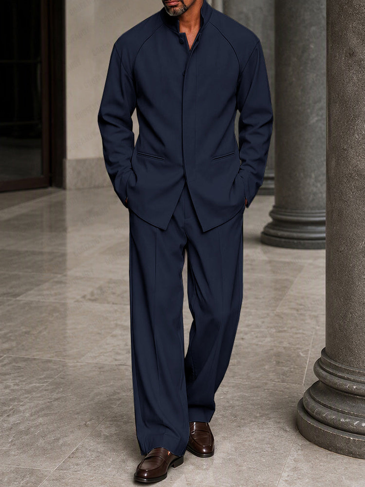 Completo Smart Casual con Chiusura Nascosta Blu navy vista 3