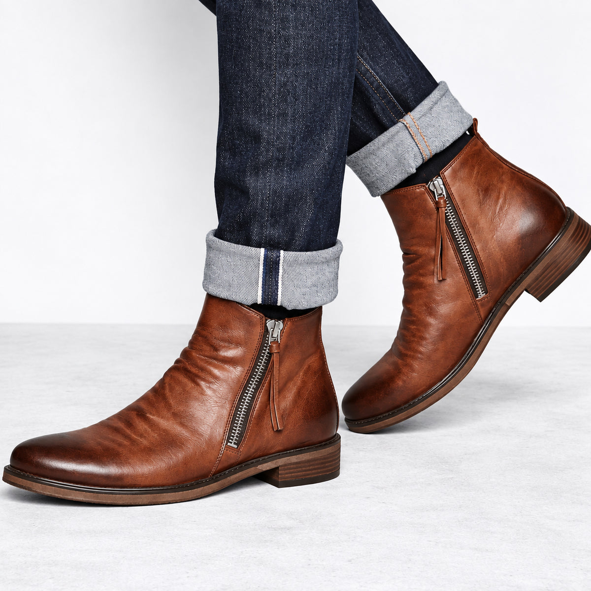 CONNOR, Stivaletti Chelsea con zip laterale in colore crema — immagine 2
