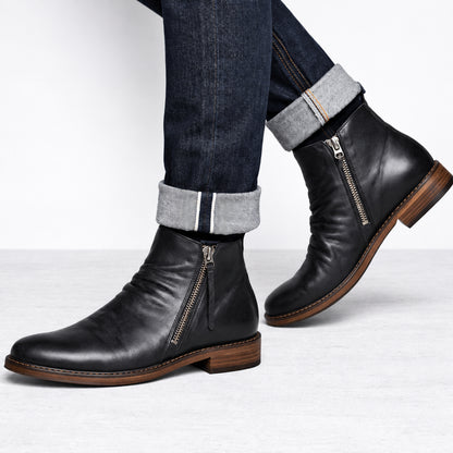 CONNOR, Stivaletti Chelsea con zip laterale in colore nero — immagine 4