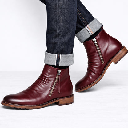 CONNOR, Stivaletti Chelsea con zip laterale in colore rosso — immagine 7