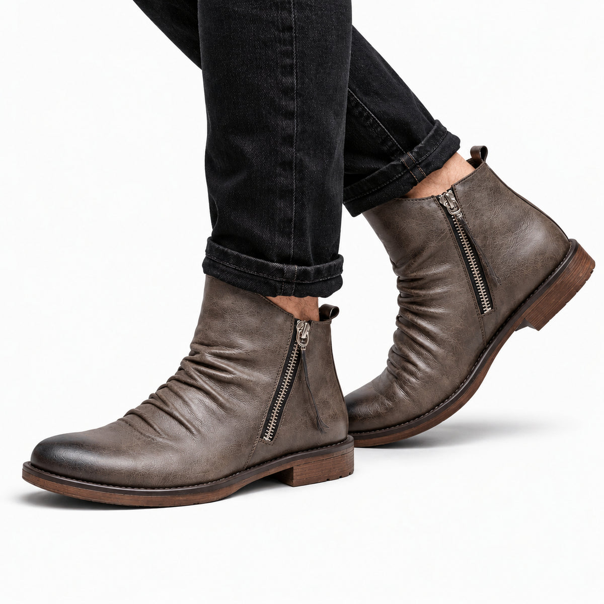 CONNOR, Stivaletti Chelsea con zip laterale in colore marrone — immagine 9