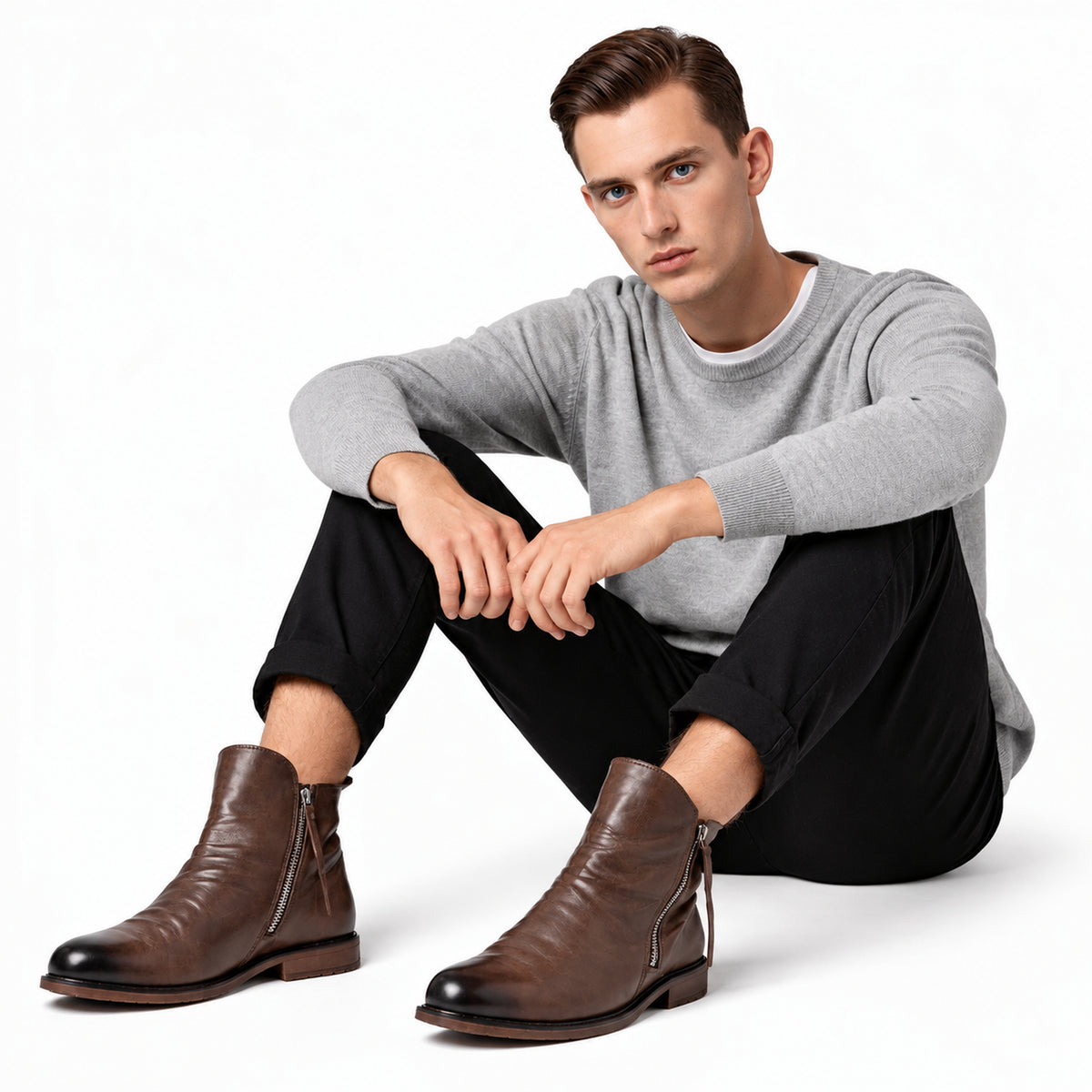 CONNOR, Stivaletti Chelsea con zip laterale in colore marrone — immagine 10