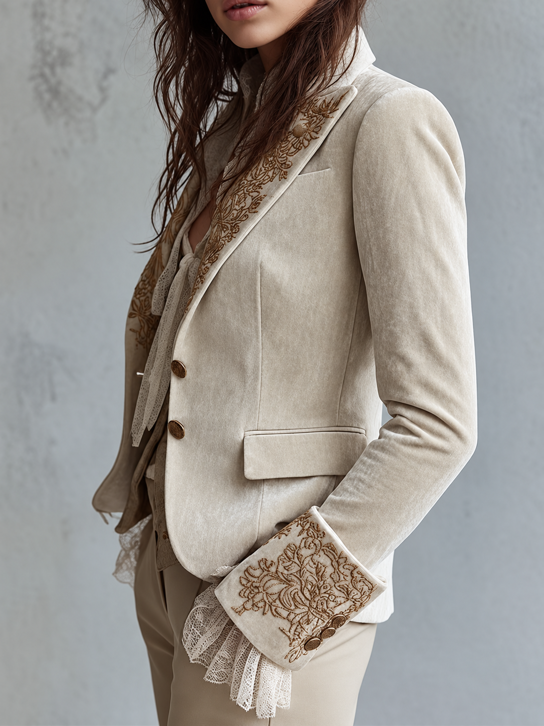 Constance — Blazer sartoriale avorio ricamato, vista 2