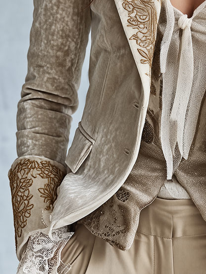 Constance — Blazer sartoriale avorio ricamato, vista 3