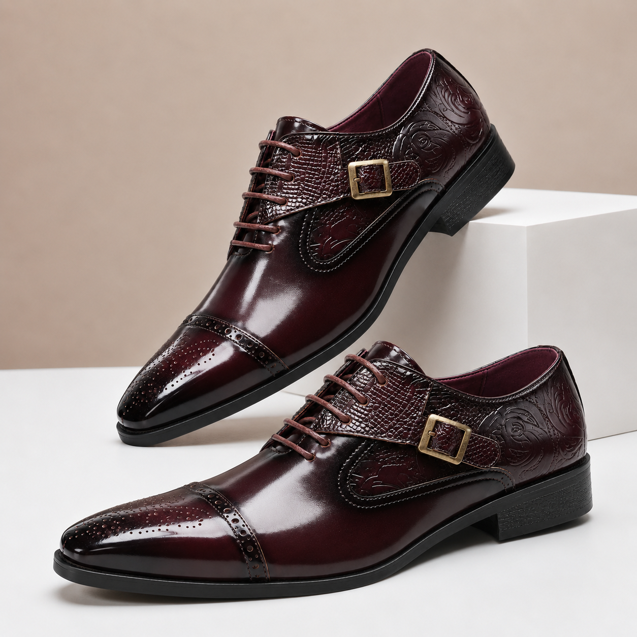 Scarpe Eleganti Valerio in Vera Pelle – Rosso vino