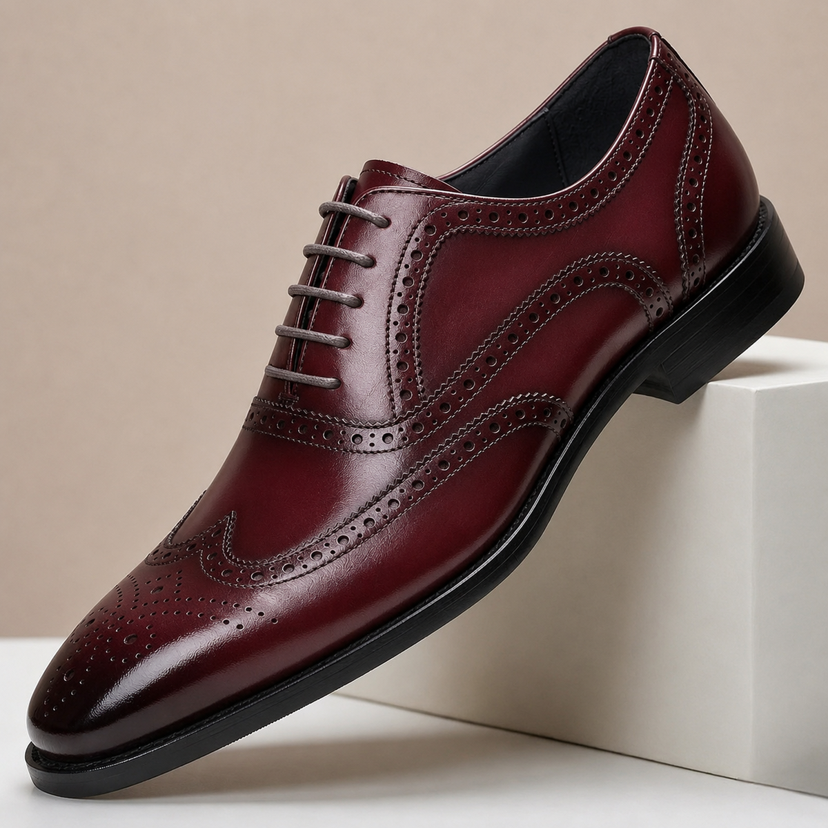 Scarpe Brogue Santoria in Pelle Pieno Fiore – Rosso