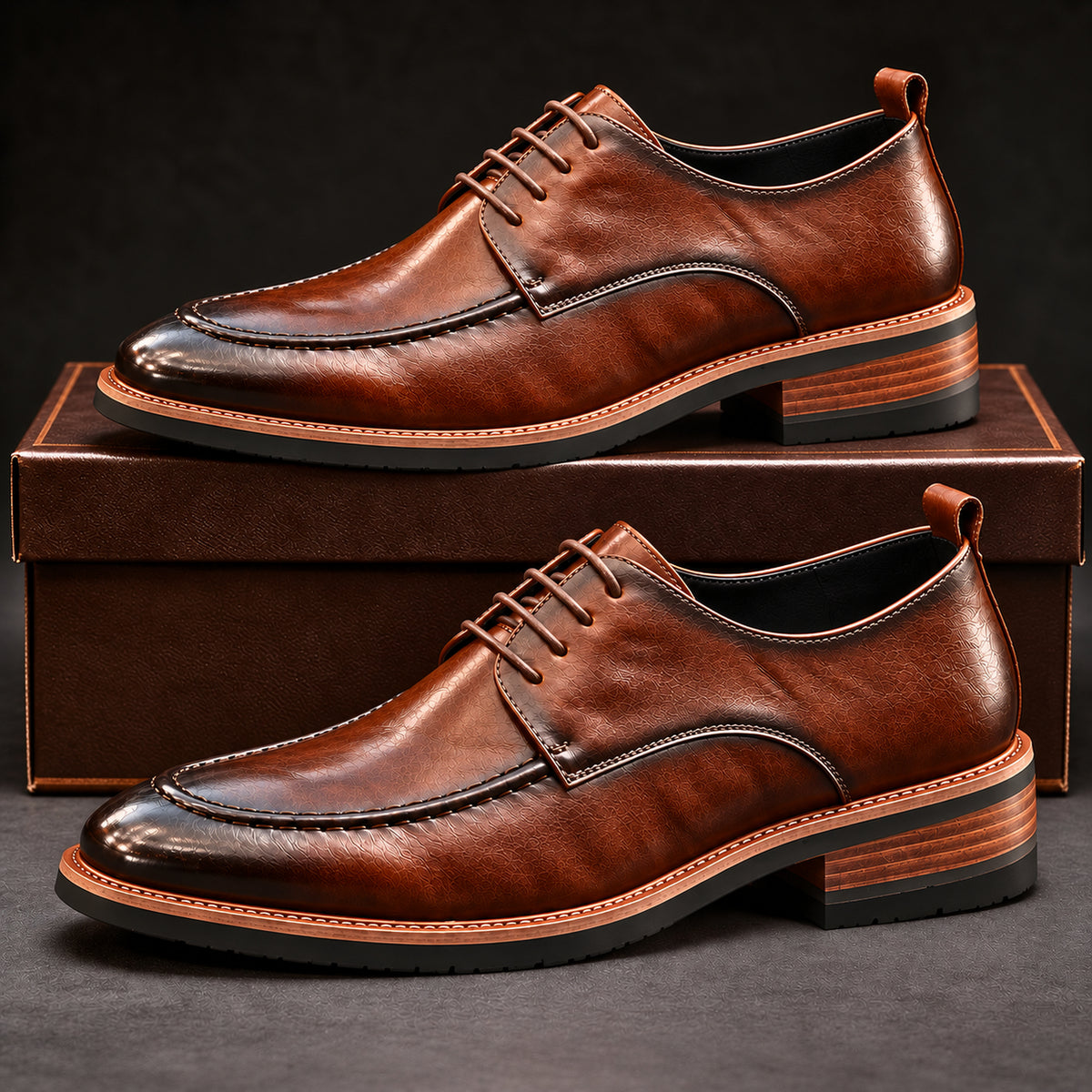 Derby Dante in pelle marrone con scatola