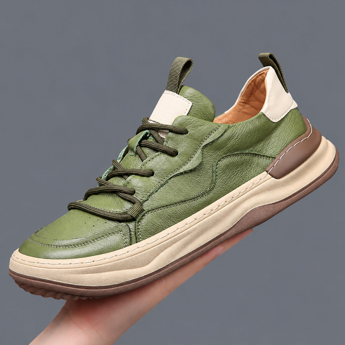 Noble Italiana | Sneakers in vera pelle — Verde, vista 3