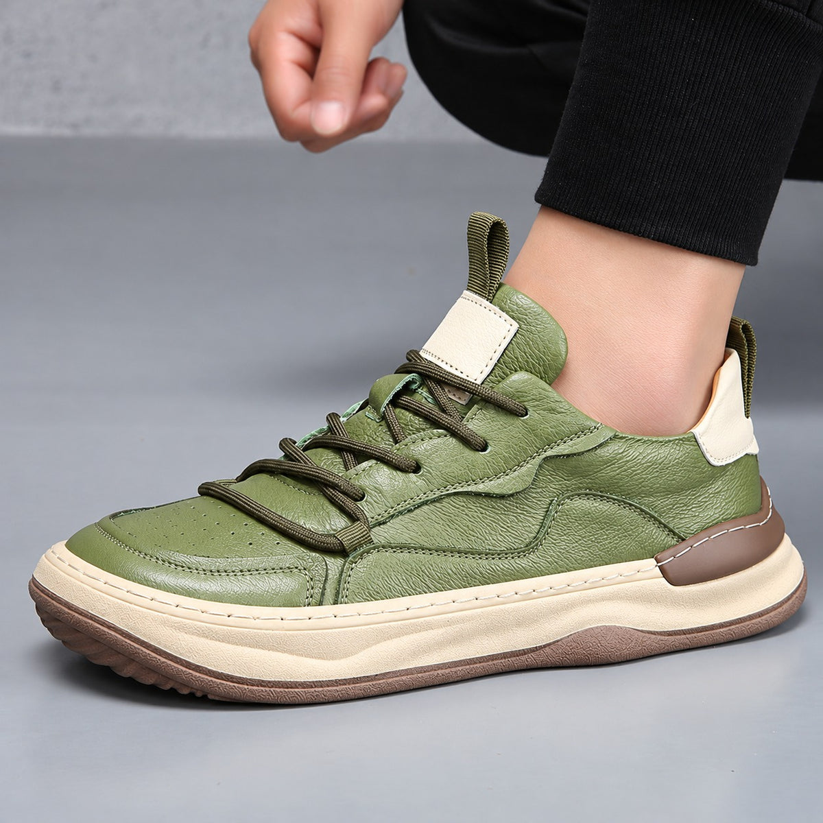 Noble Italiana | Sneakers in vera pelle — Verde, vista 5