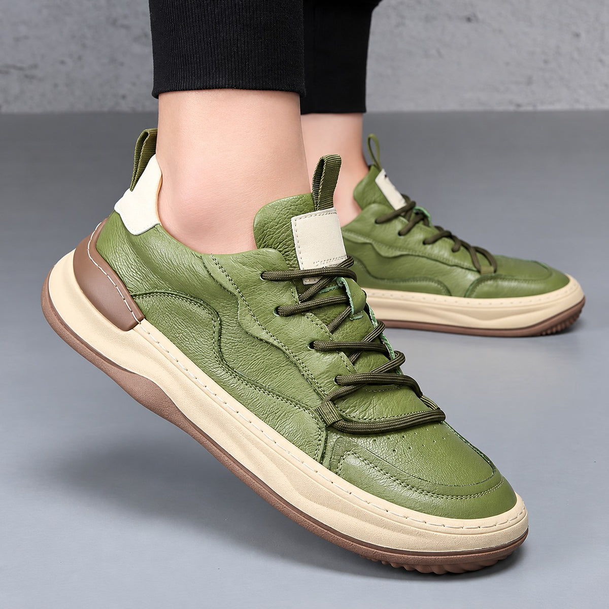 Noble Italiana | Sneakers in vera pelle — Verde, vista 6