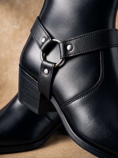 Umberto | Stivaletti in pelle con cinturino — Nero, vista 5