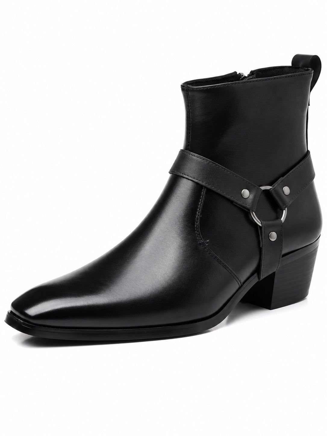 Umberto | Stivaletti in pelle con cinturino — Nero, vista 15