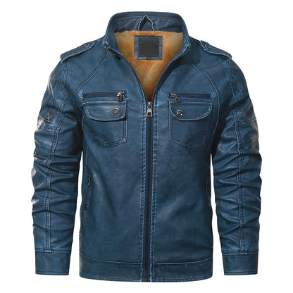 Giacca biker in pile colore Blu reale, immagine 2