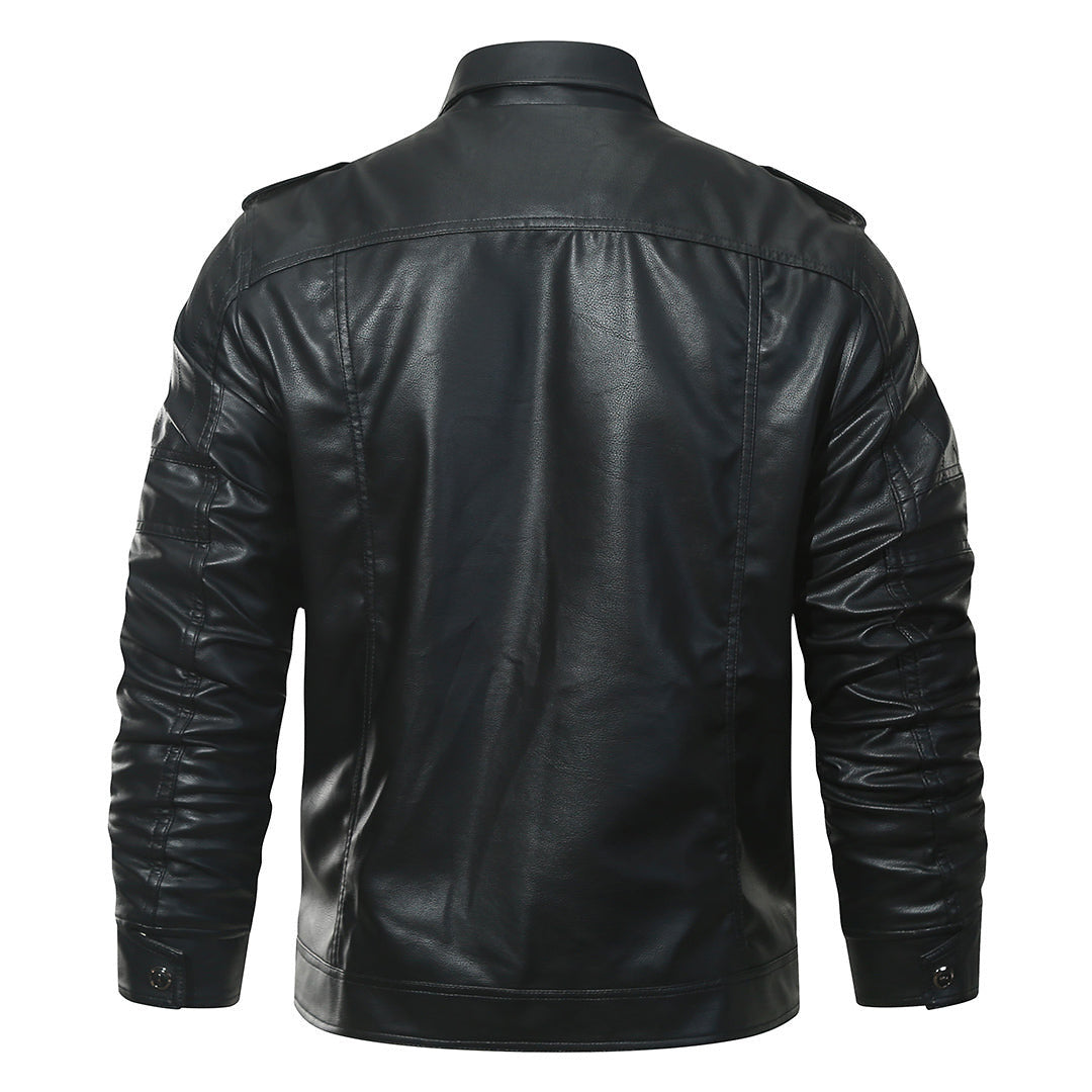 Giacca biker in pile colore Nero, immagine 3