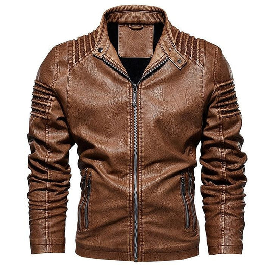 Kingdom Giacca in pelle colore Marrone sella, immagine 2