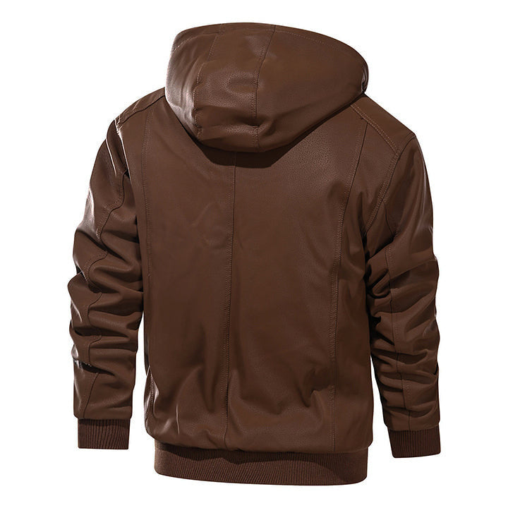 Marziano Giacca in pelle colore Marrone sella, immagine 4