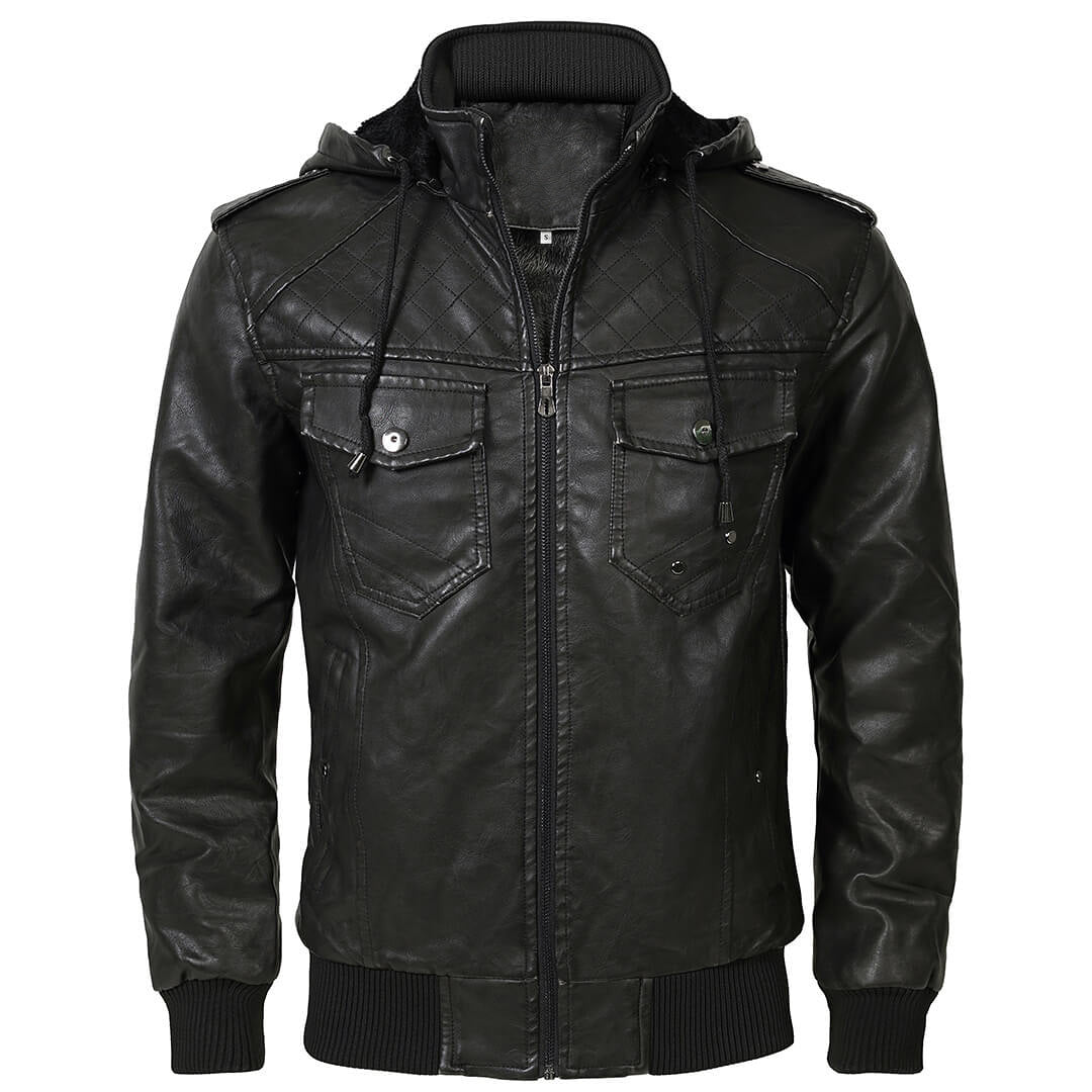 Luxury Giacca in pelle colore Nero, immagine 1