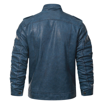 Giacca biker in pile colore Blu reale, immagine 3