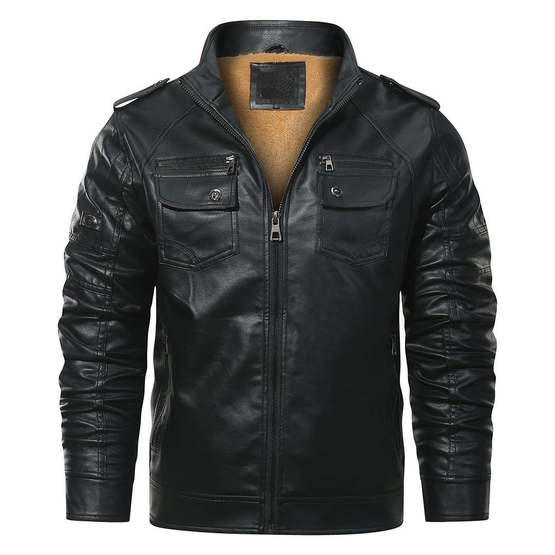 Giacca biker in pile colore Nero, immagine 2