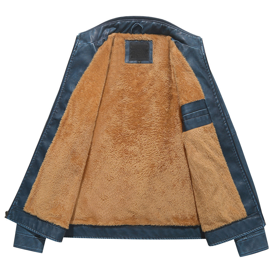 Giacca biker in pile colore Blu reale, immagine 4