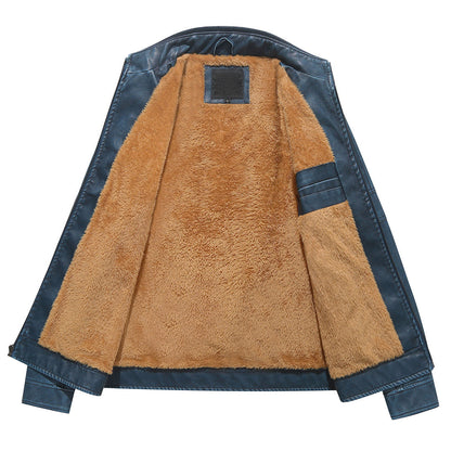 Giacca biker in pile colore Blu reale, immagine 4