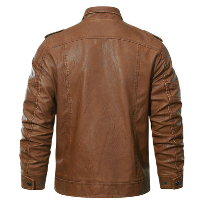 Giacca biker in pile colore Terra di Siena, immagine 3