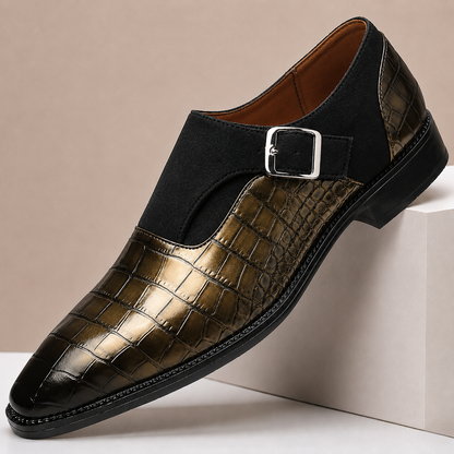 Scarpe Monk Strap Valerico in Vera Pelle – Oro