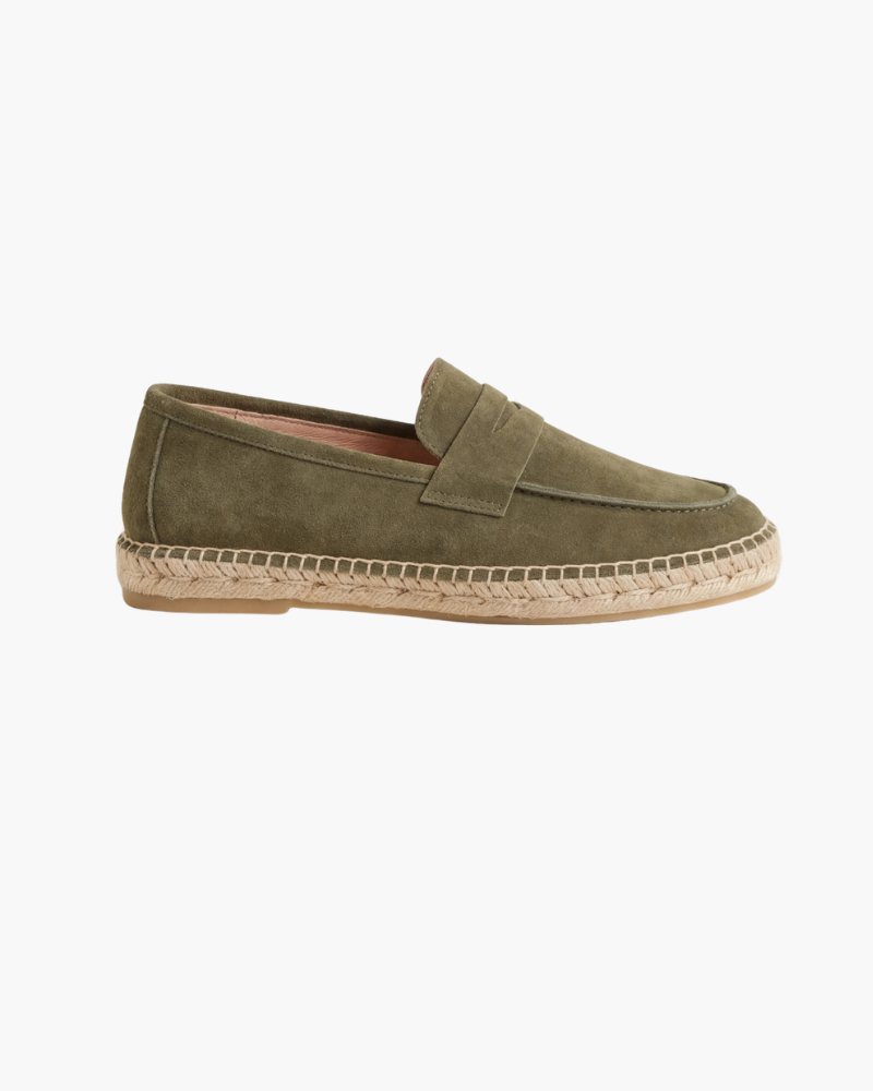 Espadrillas Riviera in camoscio verde oliva - vista 1