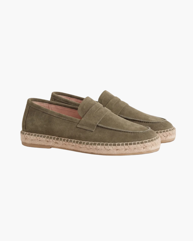 Espadrillas Riviera in camoscio verde oliva - vista 2