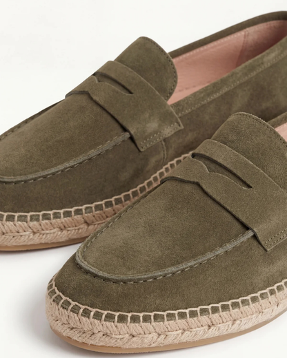 Espadrillas Riviera in camoscio verde oliva - vista 3