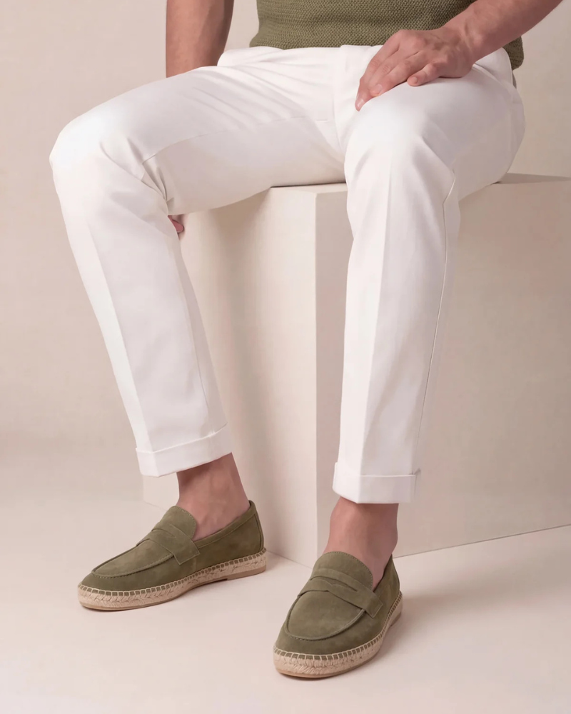Espadrillas Riviera in camoscio verde oliva - vista 4