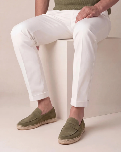 Espadrillas Riviera in camoscio verde oliva - vista 4