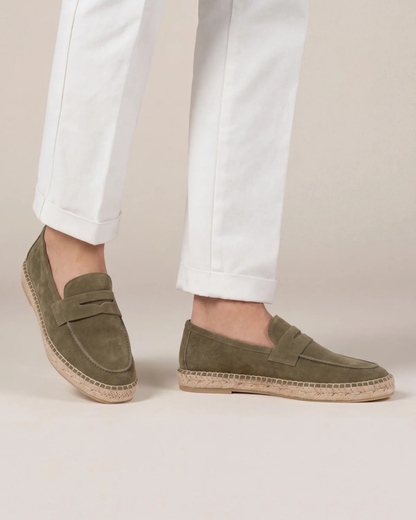 Espadrillas Riviera in camoscio verde oliva - vista 5