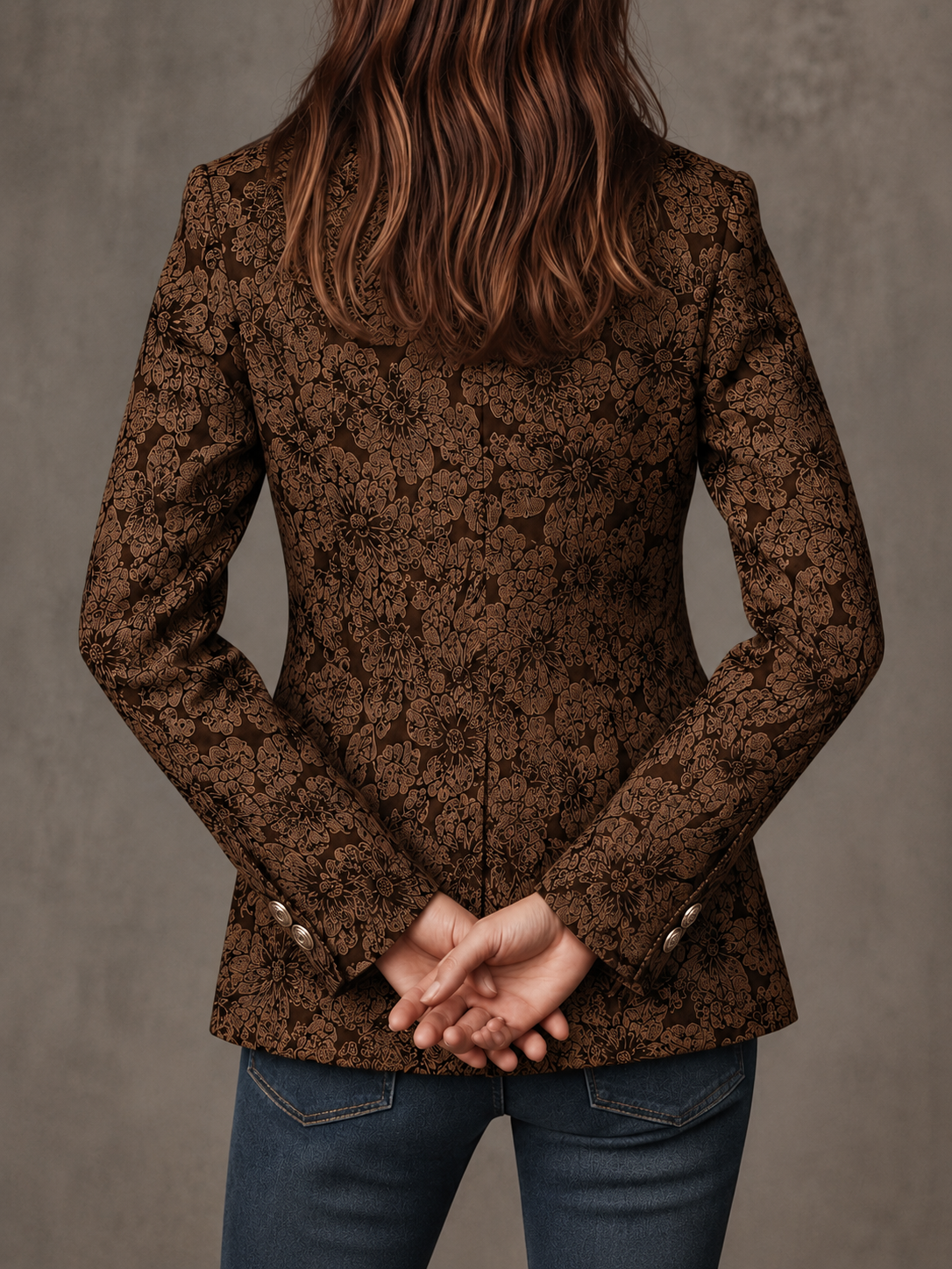 Estelle — Blazer aderente jacquard con motivo cachemire, vista 4