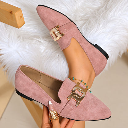 Mocassini Eterna rosa in suede con dettaglio metallico