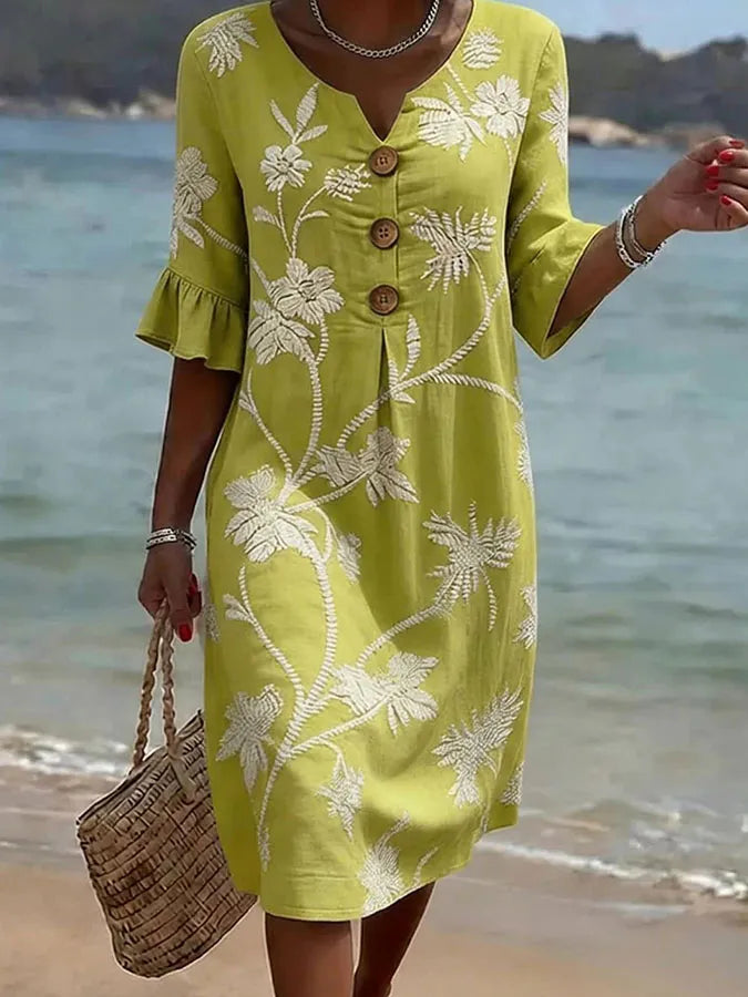 Abito casual floreale da donna – Giallo