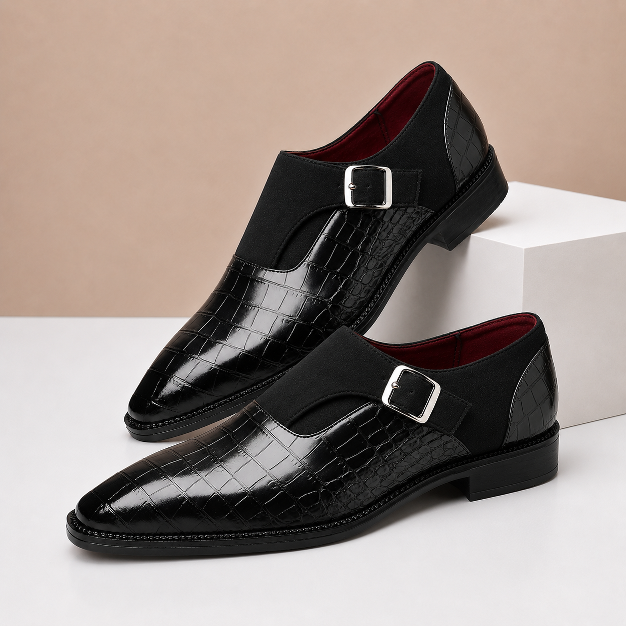 Scarpe Monk Strap Valerico in Vera Pelle – Nero