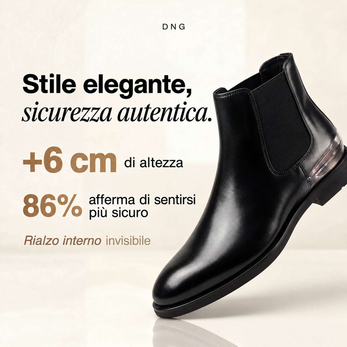 Stivaletti con rialzo interno di 6 cm