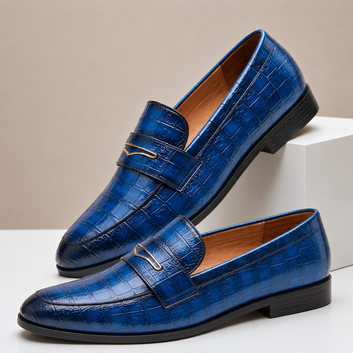 Mocassini Vincetto in Pelle Testurizzata – Blu