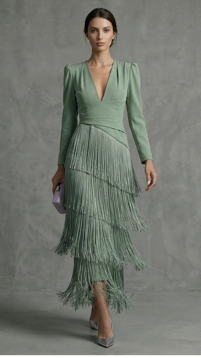 Clara | Abito elegante con frange