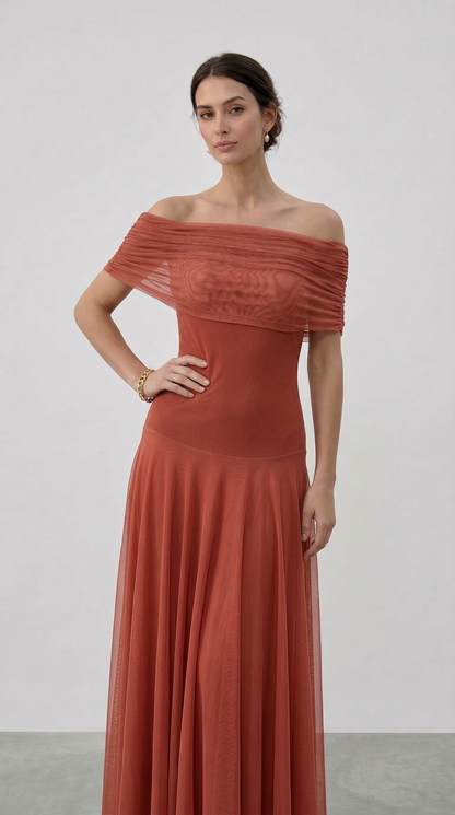 GIORGINA | Abito lungo firmato - Salmone