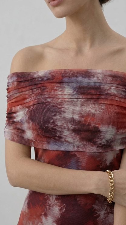 GIORGINA | Abito lungo firmato - Rosso Terra