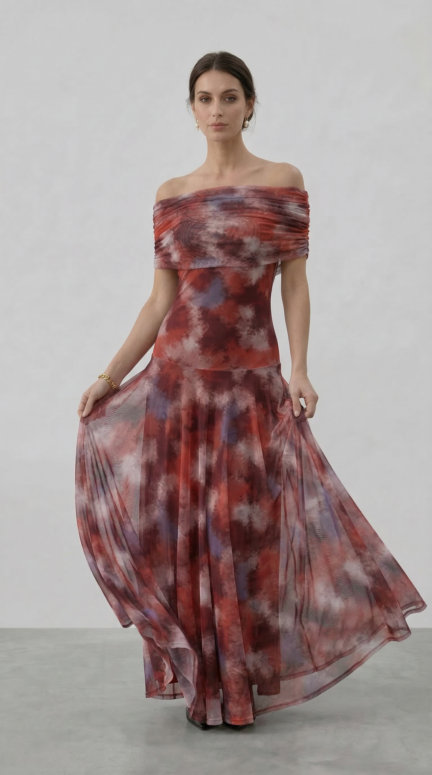 GIORGINA | Abito lungo firmato - Rosso Terra