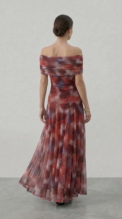 GIORGINA | Abito lungo firmato - Rosso Terra