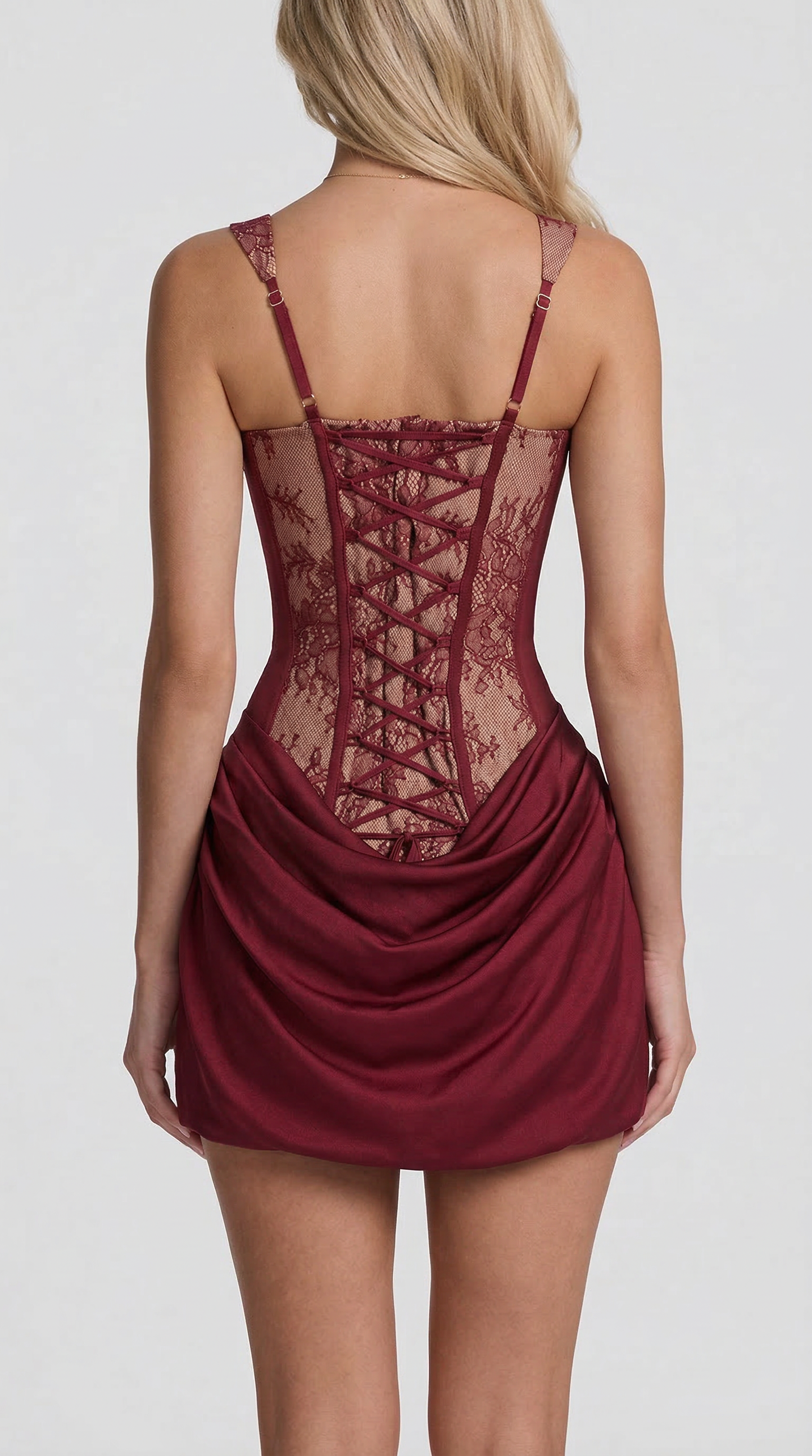 Chloe | Mini Dress - Pizzo bordeaux