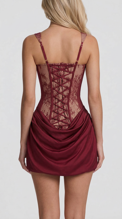 Chloe | Mini Dress - Pizzo bordeaux